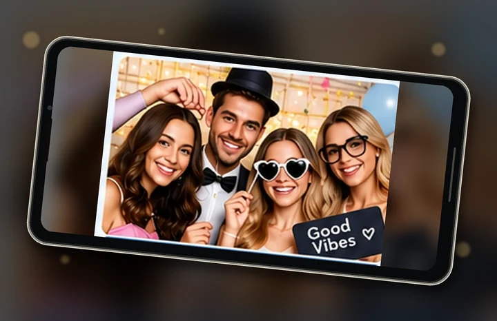 Digitale Fotobox-Erinnerungen auf einem Smartphone